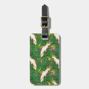 Individuelle Name-Papageienmuster mit Blätter aus  Gepäckanhänger