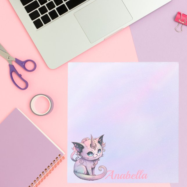 Individuelle Name Pastel Goth Cat Unicorn Notizblock (Von Creator hochgeladen)