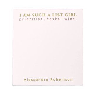 Individuelle Name Pastel Pink Goldtypografie Minim Notizblock