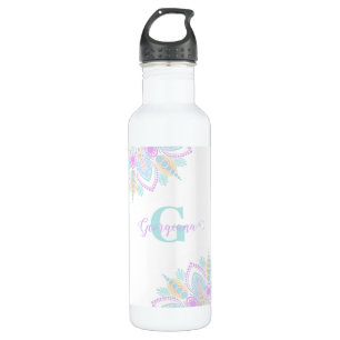 Individuelle Name Pastel Rainbow Floral Sundae Man Edelstahlflasche