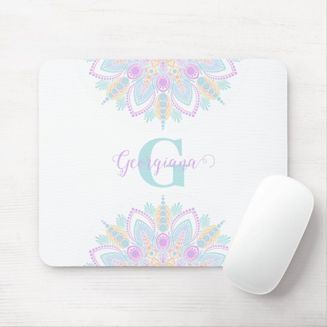 Individuelle Name Pastel Rainbow Floral Sundae Man Mousepad (Mit Mouse)