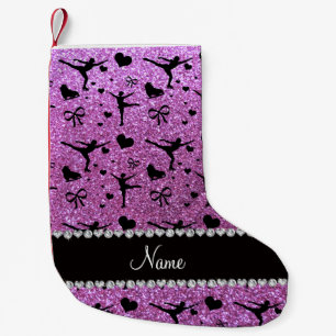 Individuelle Name Pastell lila Glitzer Figur Skate Kleiner Weihnachtsstrumpf