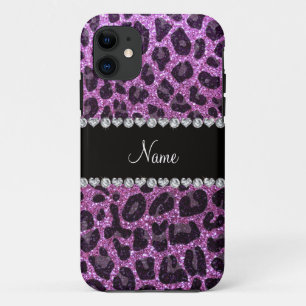 Individuelle Name Pastell lila Glitzer Leopardendr Case-Mate iPhone Hülle