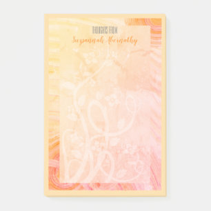 individuelle Name Pastell Orange Rosa Gelbe Blüte Post-it Klebezettel