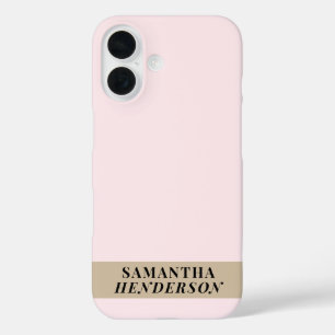Individuelle Name Pastell Pink Gold Schwarz Minima iPhone 16 Hülle