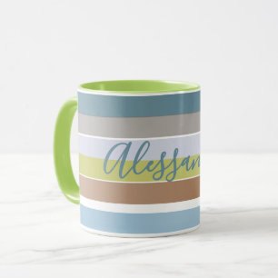 Individuelle Name Pastell Streifen Minimalistisch  Tasse