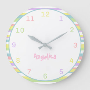 Individuelle Name Pastell Streifen Wandsperre für Große Wanduhr