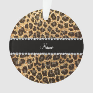 Individuelle Name Pastellgelb Glitzer Leopard Ornament