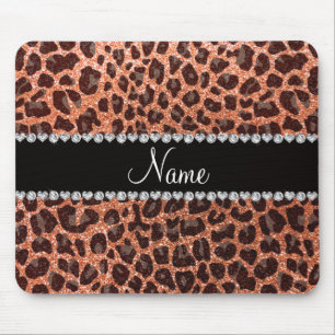 Individuelle Name Pastellorange Glitzer Leopard Mousepad