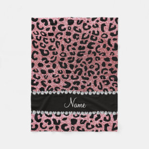 Individuelle Name Pastellrosa Glitzer Cheetah Druc Fleecedecke
