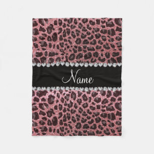 Individuelle Name Pastellrosa Glitzer Leopard Fleecedecke