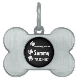Individuelle Name Paw druckt Silver Bone Dog Tag Tiermarke