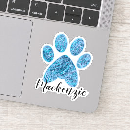 Individuelle Name Paw Print Doodle Art Aufkleber