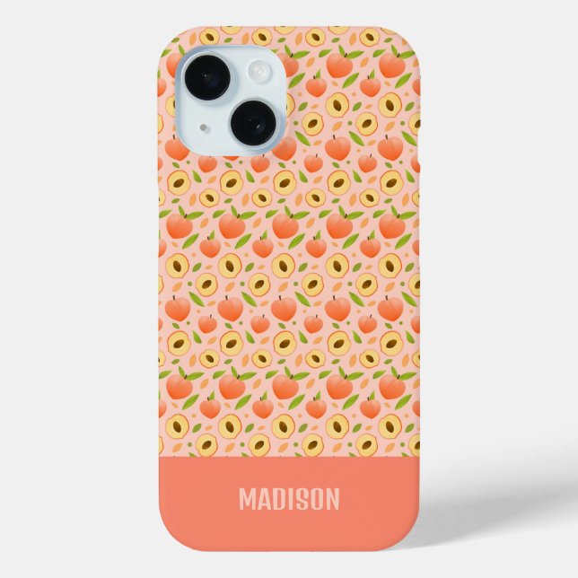 Individuelle Name Peach Pattern Case-Mate iPhone Hülle (Rückseite)