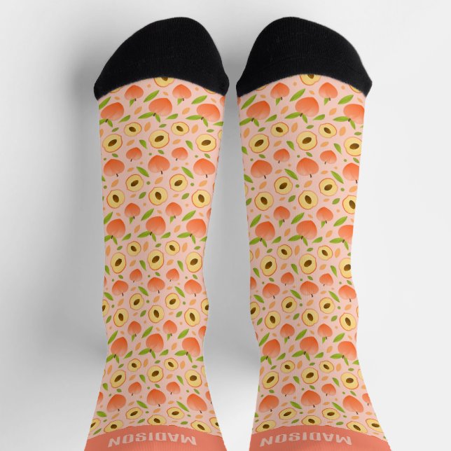 Individuelle Name Peach Pattern Socken (Oben)