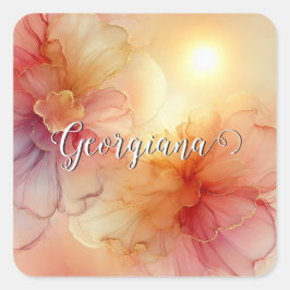 Individuelle Name Peach Raspberry Frische Pasta ma Quadratischer Aufkleber