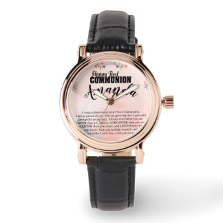 Individuelle Name Peach Rose Message for First Com Armbanduhr