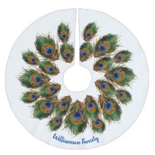 individuelle Name Peacock Polyester Weihnachtsbaumdecke