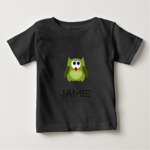 Individuelle Name / Personalisierte grüne Eule Baby T-shirt