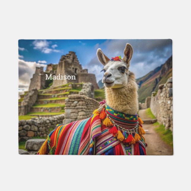 Individuelle Name Peru Llama Fußmatte (Vorderseite)
