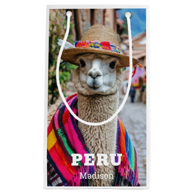 Individuelle Name Peru Llama Kleine Geschenktüte (Vorderseite)