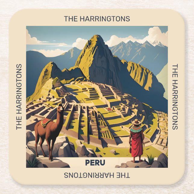 Individuelle Name Peru Machu Picchu Rechteckiger Pappuntersetzer (Vorderseite)