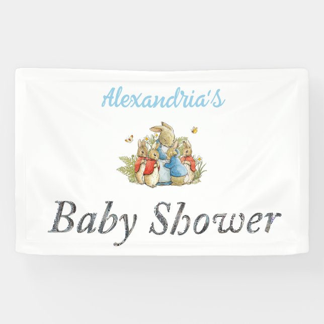 Individuelle Name Peter der Kaninchen Babydusche Banner (Horizontal)