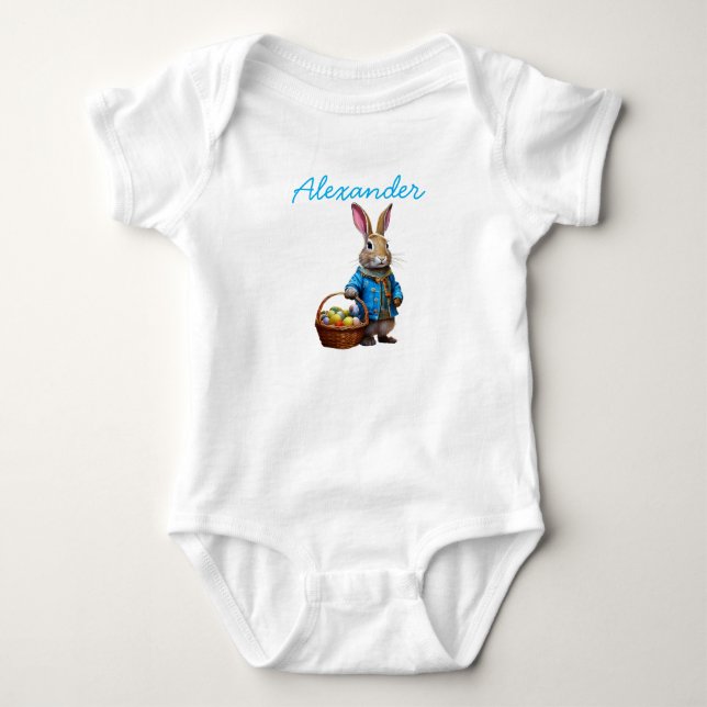 Individuelle Name Peter Easter Egg Körbchen Baby Strampler (Vorderseite)