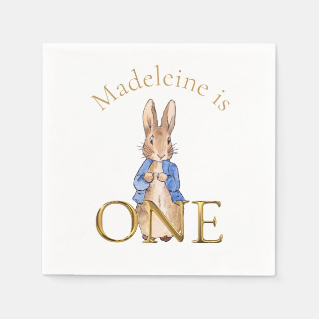 Individuelle Name Peter, Kaninchen Erster Geburtst Serviette (Vorderseite)