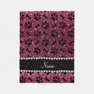 Individuelle Name Pflaume lila Glitzer Knochen Hun Fleecedecke
