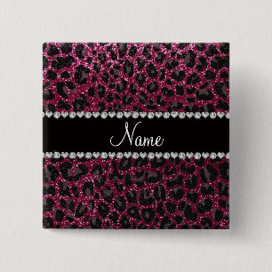 Individuelle Name Pflaume lila Glitzer Leopardendr Button