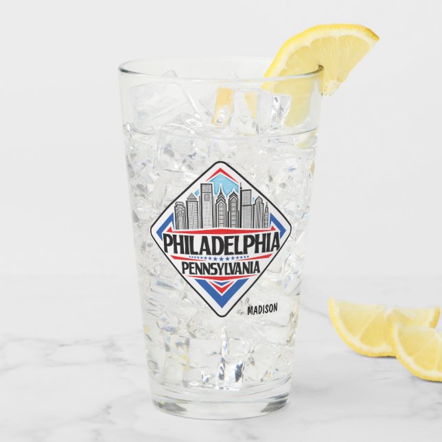 Individuelle Name Philadelphia Pennsylvania Glas (Rückseite Ice)