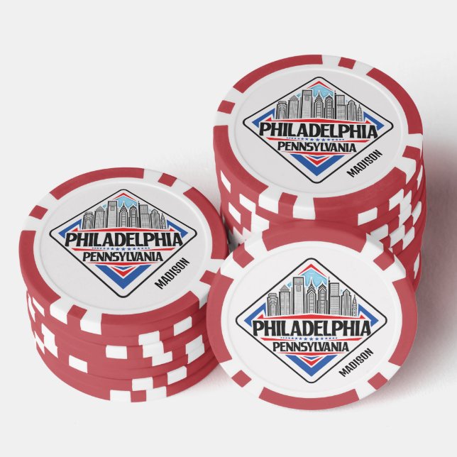 Individuelle Name Philadelphia Pennsylvania Pokerchips (Stapel)