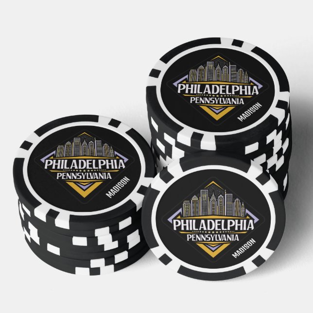 Individuelle Name Philadelphia Pennsylvania Pokerchips (Stapel)