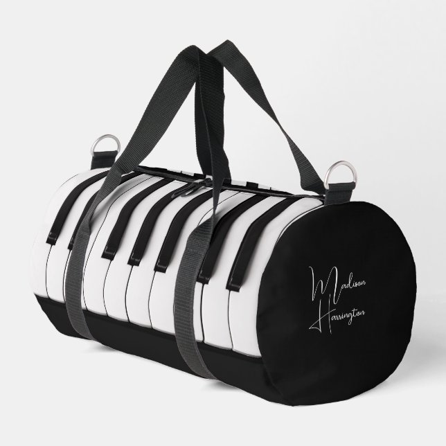 Individuelle Name Piano Keys Duffle Bag (Linke Seite)