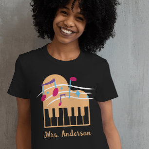 Individuelle Name Piano Music Teacher Black T-Shirt