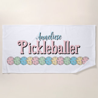 Individuelle Name "Pickleballer" Pickleball Pastel Strandtuch