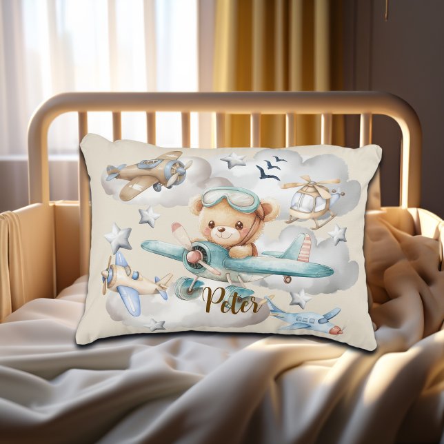 Individuelle Name Pilot Teddy Bär Dekokissen (Von Creator hochgeladen)