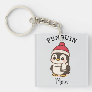 Individuelle Name "Pinguin Mama" Rot Schwarz Schlüsselanhänger