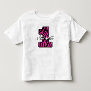 Individuelle Name Pink Black Zebra Ein Jahr alt Kleinkind T-shirt