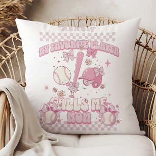 Individuelle Name Pink Bow Baseball Kissen