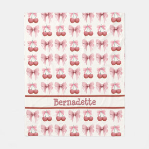 Individuelle Name Pink Bows and Cherries Girly Coq Fleecedecke