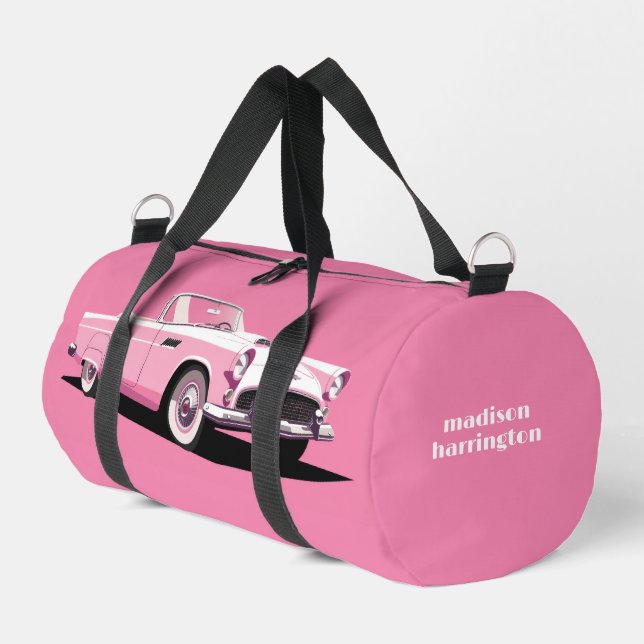 Individuelle Name Pink Classic Car Duffle Bag (Linke Seite)