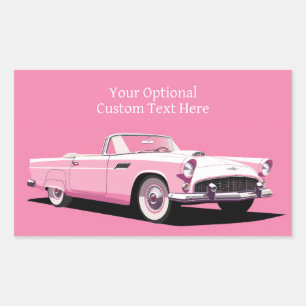 Individuelle Name Pink Classic Car Rechteckiger Aufkleber