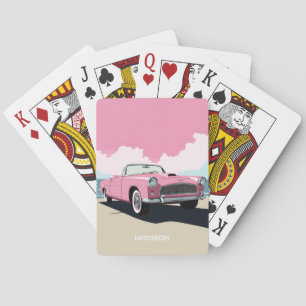 Individuelle Name Pink Classic Car Spielkarten