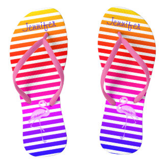 Individuelle Name Pink Flamingo Flip Flops