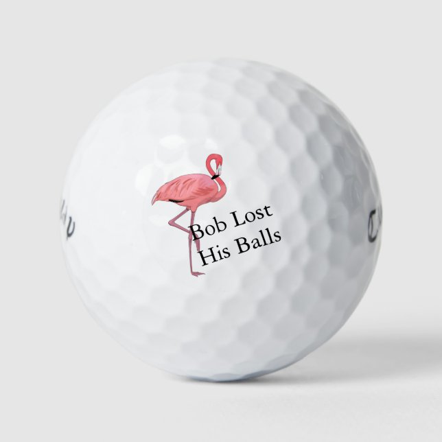 Individuelle Name Pink Flamingo Golf Spaß Golfball (Vorderseite)