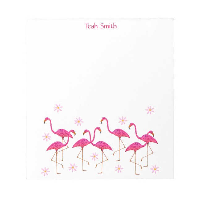 Individuelle Name Pink Flamingos Notepad Notizblock (Vorderseite)