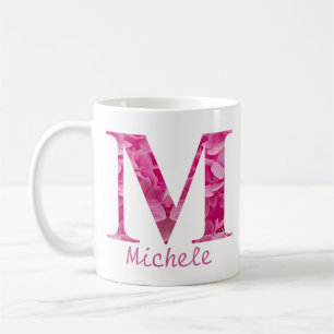 Individuelle Name Pink Floral Alphabet Brief "M" T Kaffeetasse