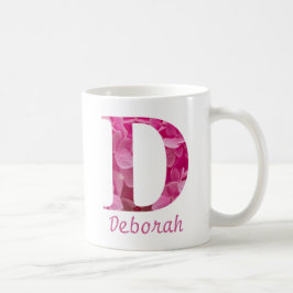 Individuelle Name Pink Floral Alphabet Letter "D" Kaffeetasse